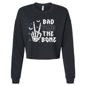 Bad Two The Bone Birthday 2nd 2 Years Old Birthday Boy Girl Gift Cropped Pullover Crew