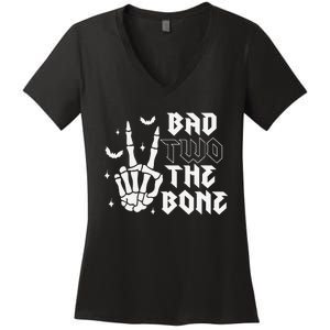 Bad Two The Bone Birthday 2nd 2 Years Old Birthday Boy Girl Gift Women's V-Neck T-Shirt