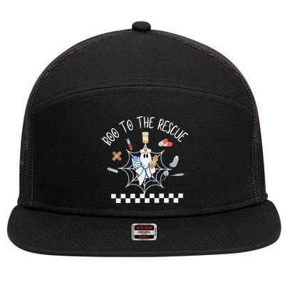 Boo To The Rescue Nurse Halloween 7 Panel Mesh Trucker Snapback Hat