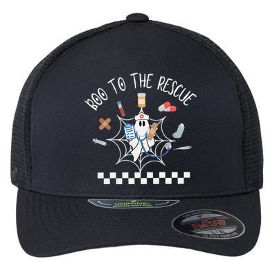 Boo To The Rescue Nurse Halloween Flexfit Unipanel Trucker Cap