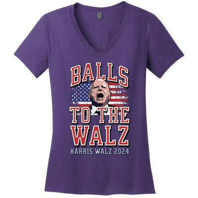 Balls To The Walz Tim Walz For Vp Walz And Harris Vote 47 Women's V-Neck T-Shirt