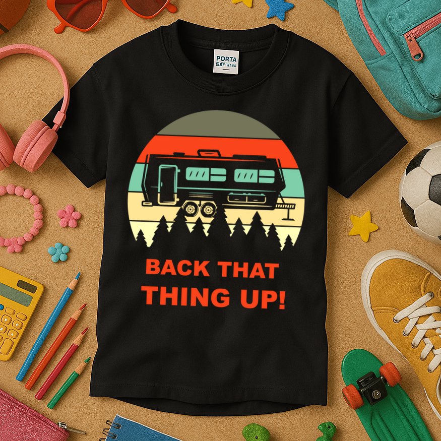 Back That Thing Up Funny Camper Rv Meme Camping Van Boondock Funny Gift Kids T-Shirt