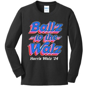 Ballz To The Walz Harris Walz 2024 Gift Kids Long Sleeve Shirt