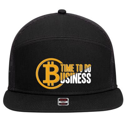 Bitcoin Time To Do Business 7 Panel Mesh Trucker Snapback Hat