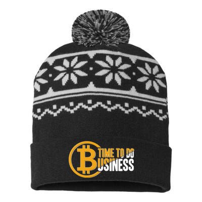 Bitcoin Time To Do Business USA-Made Snowflake Beanie