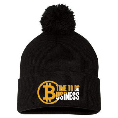 Bitcoin Time To Do Business Pom Pom 12in Knit Beanie