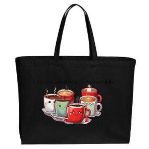 Buzzing Through The Twelve Days Of Caffeine Coffee Xmas Cotton Canvas Jumbo Tote