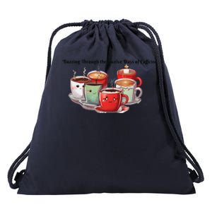 Buzzing Through The Twelve Days Of Caffeine Coffee Xmas Drawstring Bag