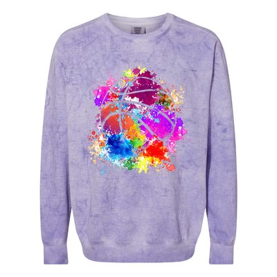 Basketball Teenagers Teens Women Baller Dunking Colorblast Crewneck Sweatshirt