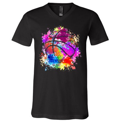 Basketball Teenagers Teens Women Baller Dunking V-Neck T-Shirt