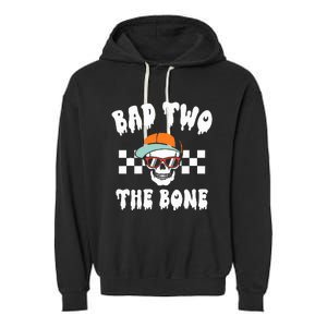 Bad To The Bone Skeleton Halloween Two Birthday Garment-Dyed Fleece Hoodie