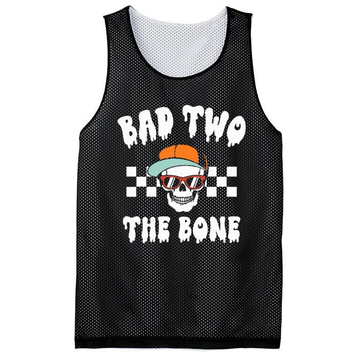 Bad To The Bone Skeleton Halloween Two Birthday Mesh Reversible Basketball Jersey Tank