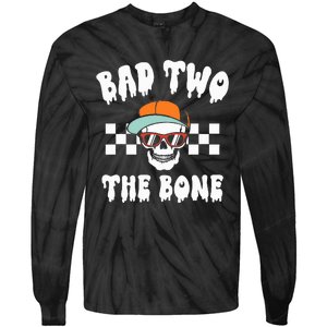 Bad To The Bone Skeleton Halloween Two Birthday Tie-Dye Long Sleeve Shirt