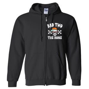 Bad To The Bone Skeleton Halloween Two Birthday Full Zip Hoodie