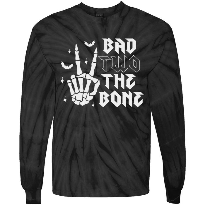 Bad Two The Bone Birthday 2nd 2 Years Old Birthday Boy Girl Tie-Dye Long Sleeve Shirt