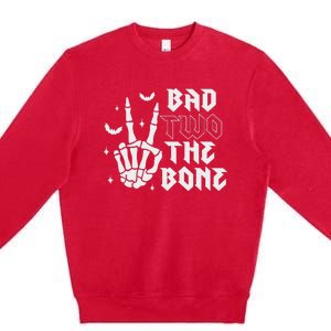 Bad Two The Bone Birthday 2nd 2 Years Old Birthday Boy Girl Premium Crewneck Sweatshirt