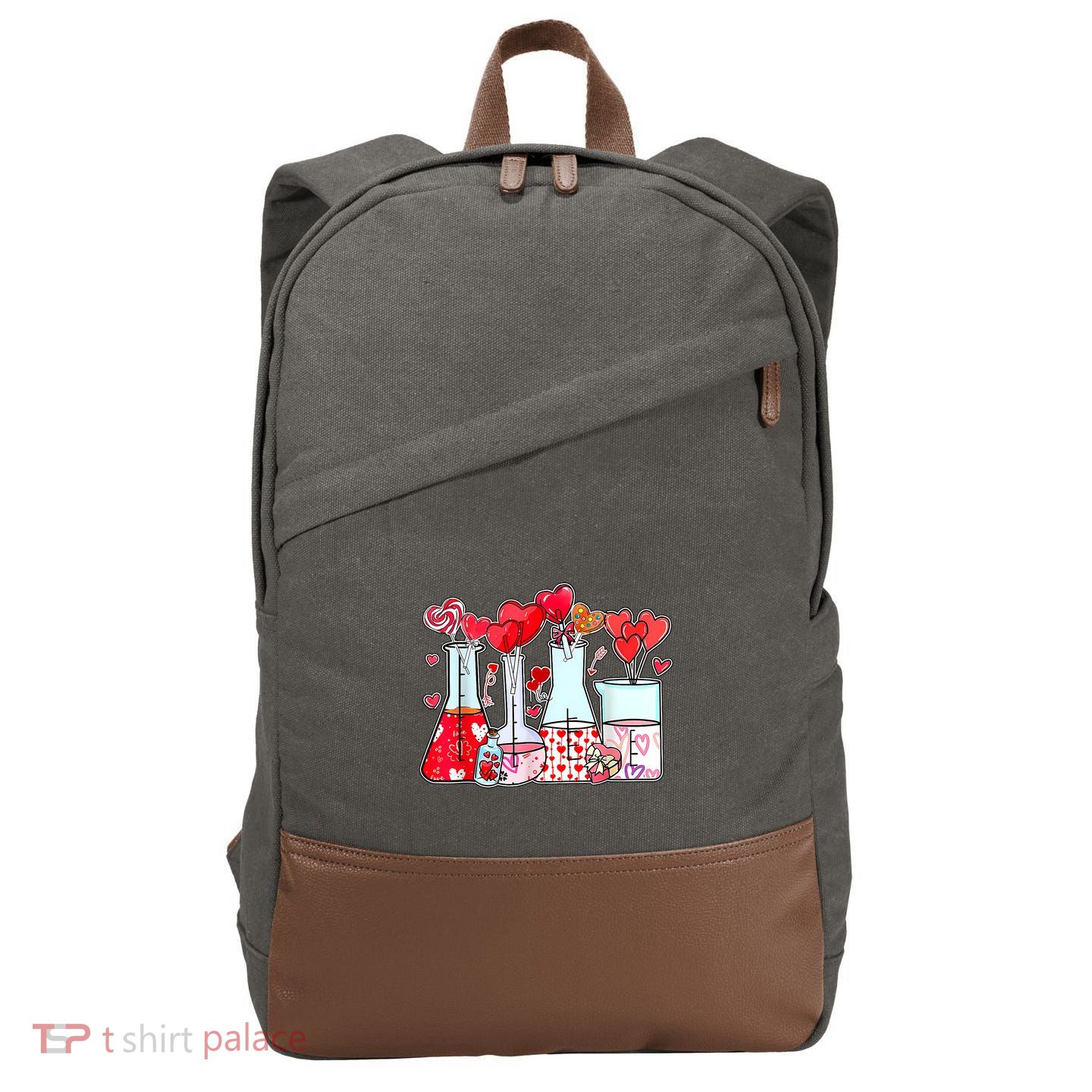 Beaker Test Tube Heart Laboratory Valentines Science Teacher Cotton Canvas Backpack