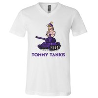 Baseball Tommy Tanks Funny V-Neck T-Shirt