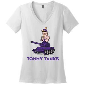 Baseball Tommy Tanks Funny Women's V-Neck T-Shirt