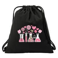 Beaker Test Tube Heart Laboratory Valentines Drawstring Bag
