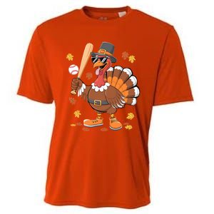 Baseball Turkey Thanksgiving Funny Gift Mom Gift Cooling Performance Crew T-Shirt