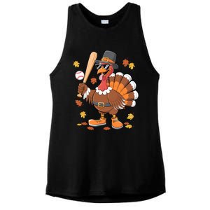 Baseball Turkey Thanksgiving Funny Gift Mom Gift Ladies PosiCharge Tri-Blend Wicking Tank