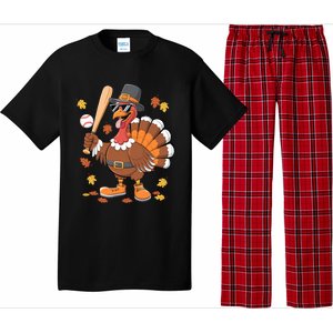 Baseball Turkey Thanksgiving Funny Gift Mom Gift Pajama Set