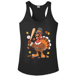 Baseball Turkey Thanksgiving Funny Gift Mom Gift Ladies PosiCharge Competitor Racerback Tank