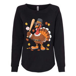 Baseball Turkey Thanksgiving Funny Gift Mom Gift Womens California Wash Sweatshirt