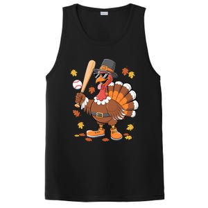 Baseball Turkey Thanksgiving Funny Gift Mom Gift PosiCharge Competitor Tank