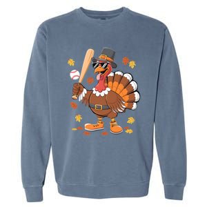 Baseball Turkey Thanksgiving Funny Gift Mom Gift Garment-Dyed Sweatshirt