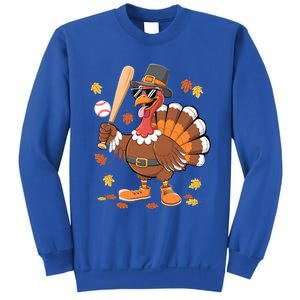 Baseball Turkey Thanksgiving Funny Gift Mom Gift Sweatshirt