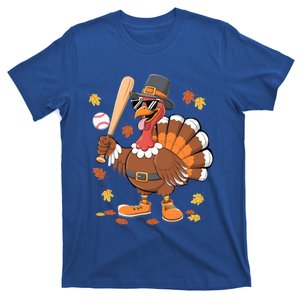 Baseball Turkey Thanksgiving Funny Gift Mom Gift T-Shirt