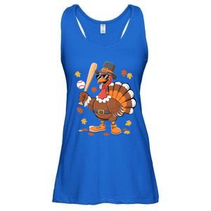 Baseball Turkey Thanksgiving Funny Gift Mom Gift Ladies Essential Flowy Tank