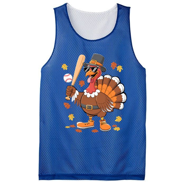 Baseball Turkey Thanksgiving Funny Gift Mom Gift Mesh Reversible Basketball Jersey Tank