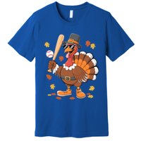 Baseball Turkey Thanksgiving Funny Gift Mom Gift Premium T-Shirt