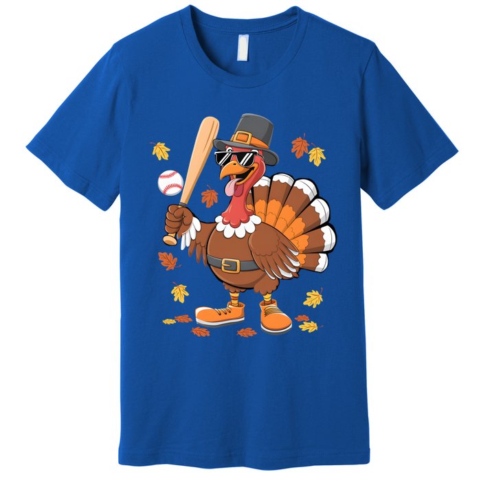 Baseball Turkey Thanksgiving Funny Gift Mom Gift Premium T-Shirt