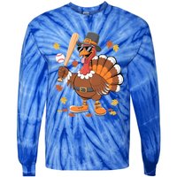 Baseball Turkey Thanksgiving Funny Gift Mom Gift Tie-Dye Long Sleeve Shirt