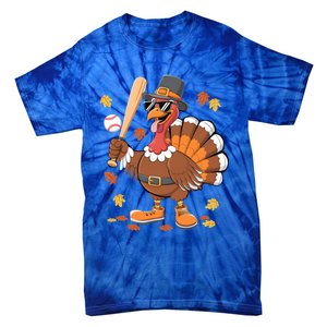 Baseball Turkey Thanksgiving Funny Gift Mom Gift Tie-Dye T-Shirt