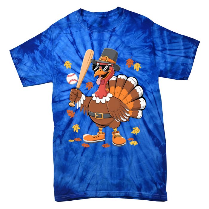 Baseball Turkey Thanksgiving Funny Gift Mom Gift Tie-Dye T-Shirt