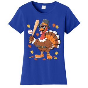 Baseball Turkey Thanksgiving Funny Gift Mom Gift Women's T-Shirt