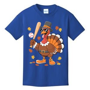 Baseball Turkey Thanksgiving Funny Gift Mom Gift Kids T-Shirt