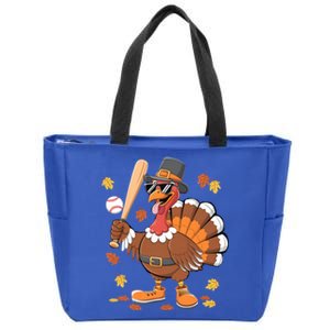 Baseball Turkey Thanksgiving Funny Gift Mom Gift Zip Tote Bag