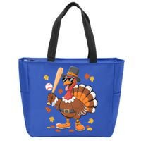 Baseball Turkey Thanksgiving Funny Gift Mom Gift Zip Tote Bag