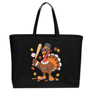 Baseball Turkey Thanksgiving Funny Gift Mom Gift Cotton Canvas Jumbo Tote