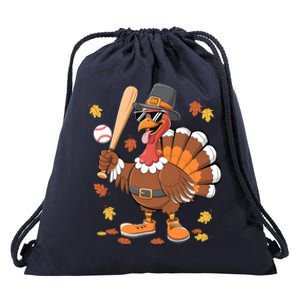 Baseball Turkey Thanksgiving Funny Gift Mom Gift Drawstring Bag