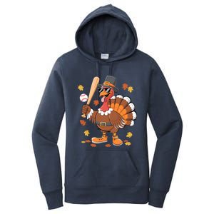 Baseball Turkey Thanksgiving Funny Gift Mom Gift Women's Pullover Hoodie