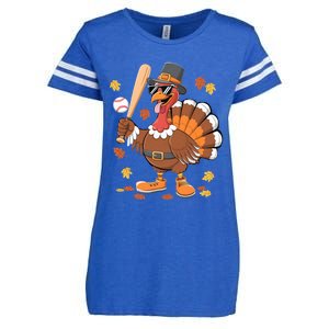 Baseball Turkey Thanksgiving Funny Gift Mom Gift Enza Ladies Jersey Football T-Shirt