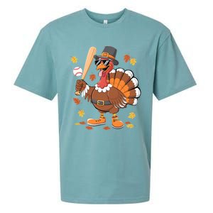 Baseball Turkey Thanksgiving Funny Gift Mom Gift Sueded Cloud Jersey T-Shirt