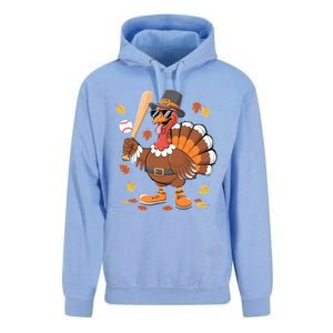 Baseball Turkey Thanksgiving Funny Gift Mom Gift Unisex Surf Hoodie